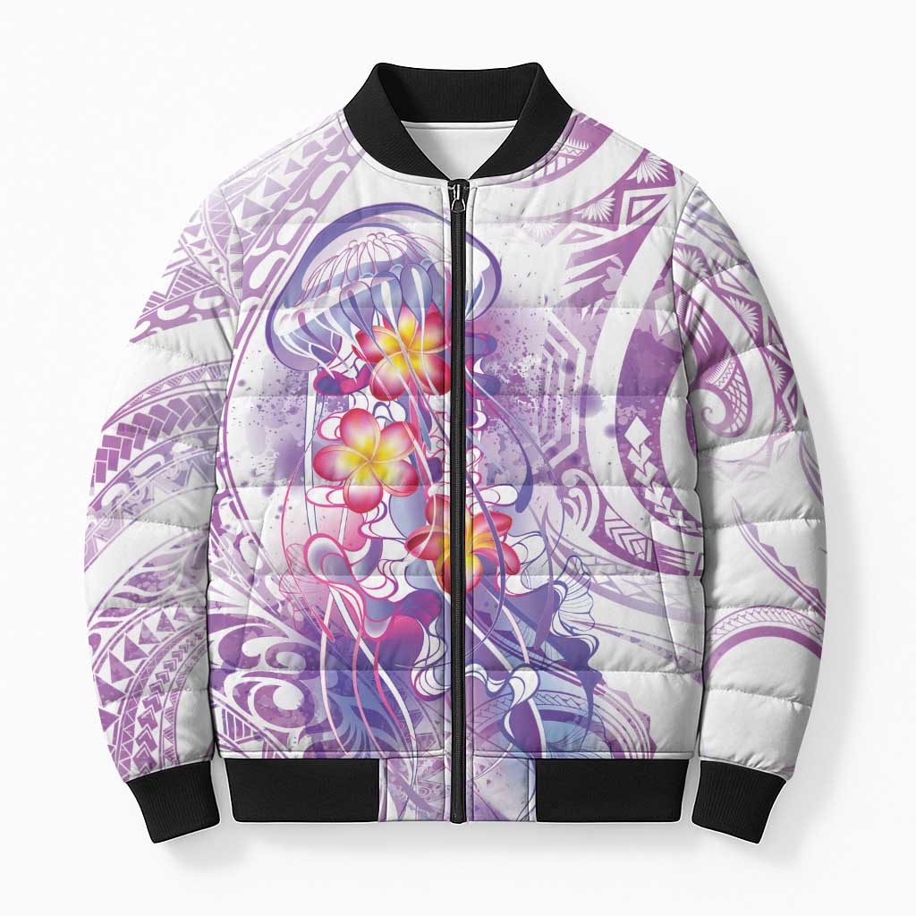 Lavender Polynesian Jellyfish Bomber Puffer Jacket Watercolor Glows LT7 Unisex Lavender - Polynesian Pride