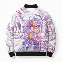 Lavender Polynesian Jellyfish Bomber Puffer Jacket Watercolor Glows LT7 - Polynesian Pride