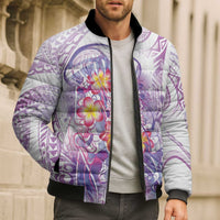 Lavender Polynesian Jellyfish Bomber Puffer Jacket Watercolor Glows LT7 - Polynesian Pride