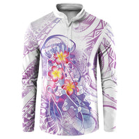 Lavender Polynesian Jellyfish Button Sweatshirt Watercolor Glows LT7 Lavender - Polynesian Pride