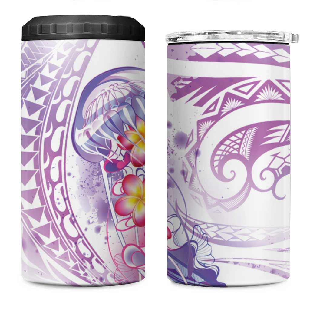 Lavender Polynesian Jellyfish 4 in 1 Can Cooler Tumbler Watercolor Glows LT7 One Size: 16 oz Lavender - Polynesian Pride