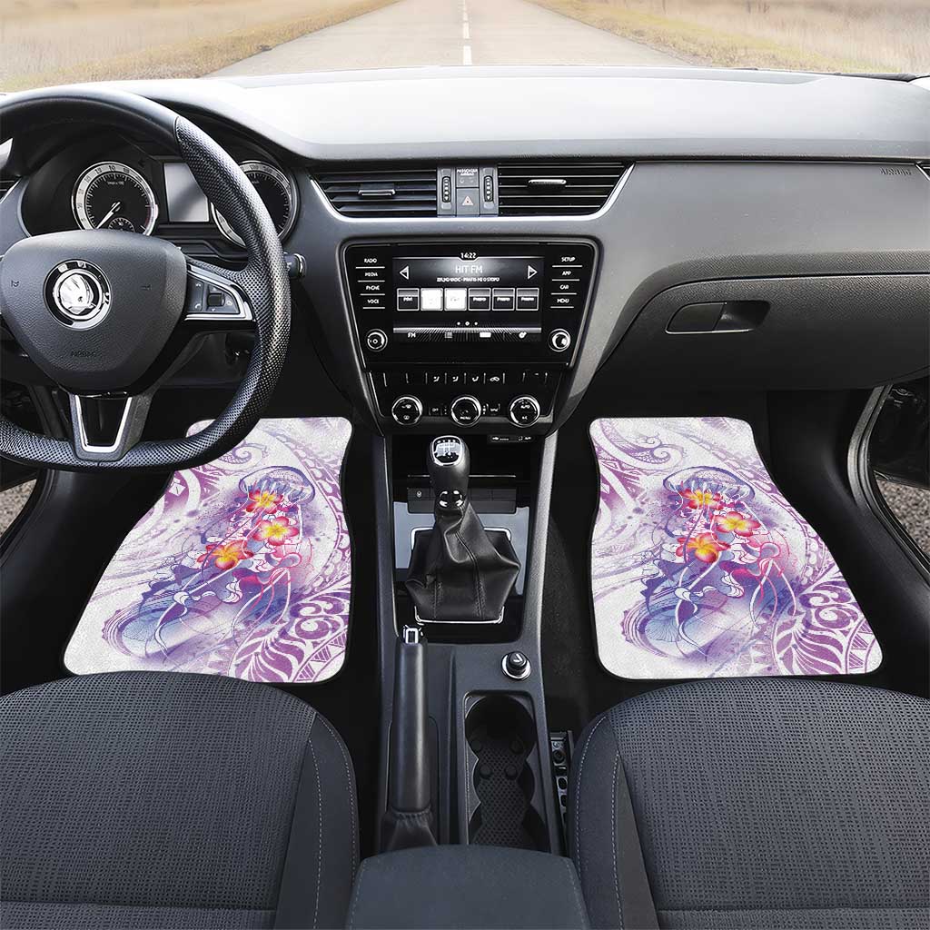 Lavender Polynesian Jellyfish Car Mats Watercolor Glows LT7 Set 2pcs - Front Lavender - Polynesian Pride