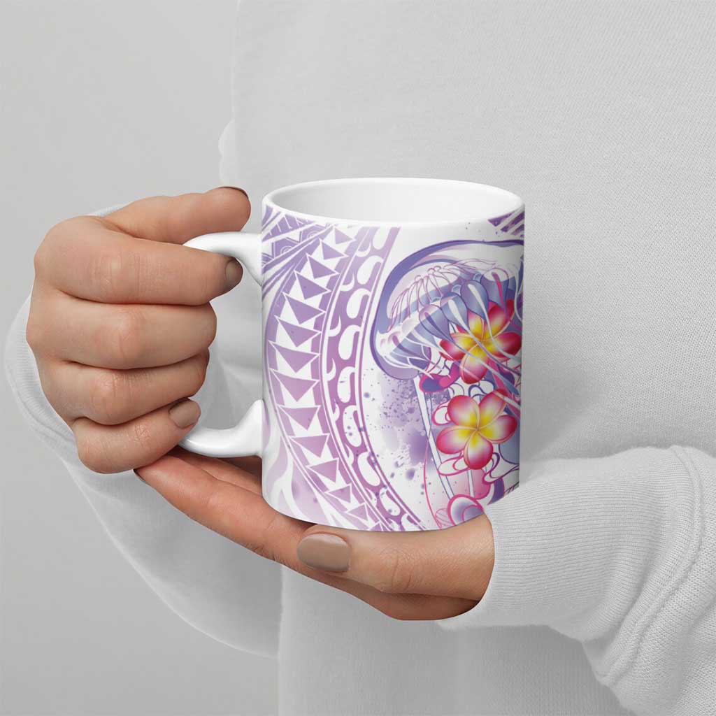 Lavender Polynesian Jellyfish Ceramic Mug Watercolor Glows LT7 - Polynesian Pride