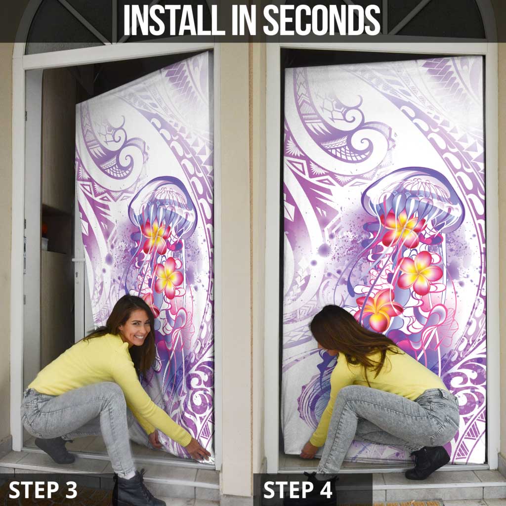 Lavender Polynesian Jellyfish Door Cover Watercolor Glows LT7 - Polynesian Pride