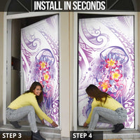 Lavender Polynesian Jellyfish Door Cover Watercolor Glows LT7 - Polynesian Pride