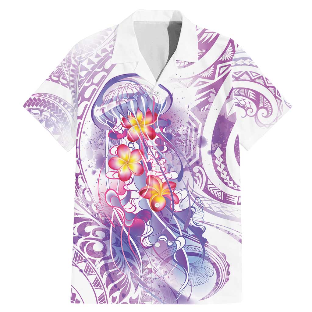 Lavender Polynesian Jellyfish Family Matching Mermaid Dress and Hawaiian Shirt Watercolor Glows - Polynesian Pride