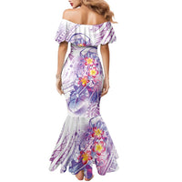 Lavender Polynesian Jellyfish Family Matching Mermaid Dress and Hawaiian Shirt Watercolor Glows - Polynesian Pride