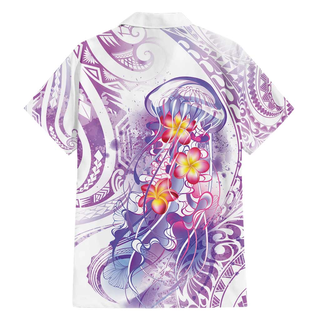 Lavender Polynesian Jellyfish Family Matching Puletasi and Hawaiian Shirt Watercolor Glows LT7 - Polynesian Pride