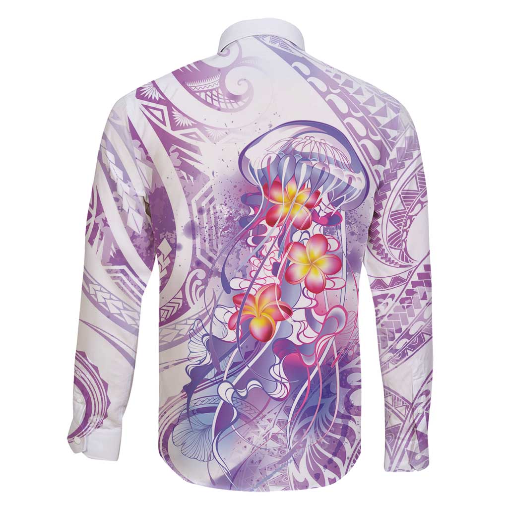 Lavender Polynesian Jellyfish Family Matching Puletasi and Hawaiian Shirt Watercolor Glows LT7 - Polynesian Pride