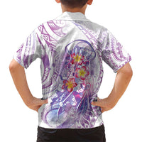 Lavender Polynesian Jellyfish Family Matching Short Sleeve Bodycon Dress and Hawaiian Shirt Watercolor Glows - Polynesian Pride