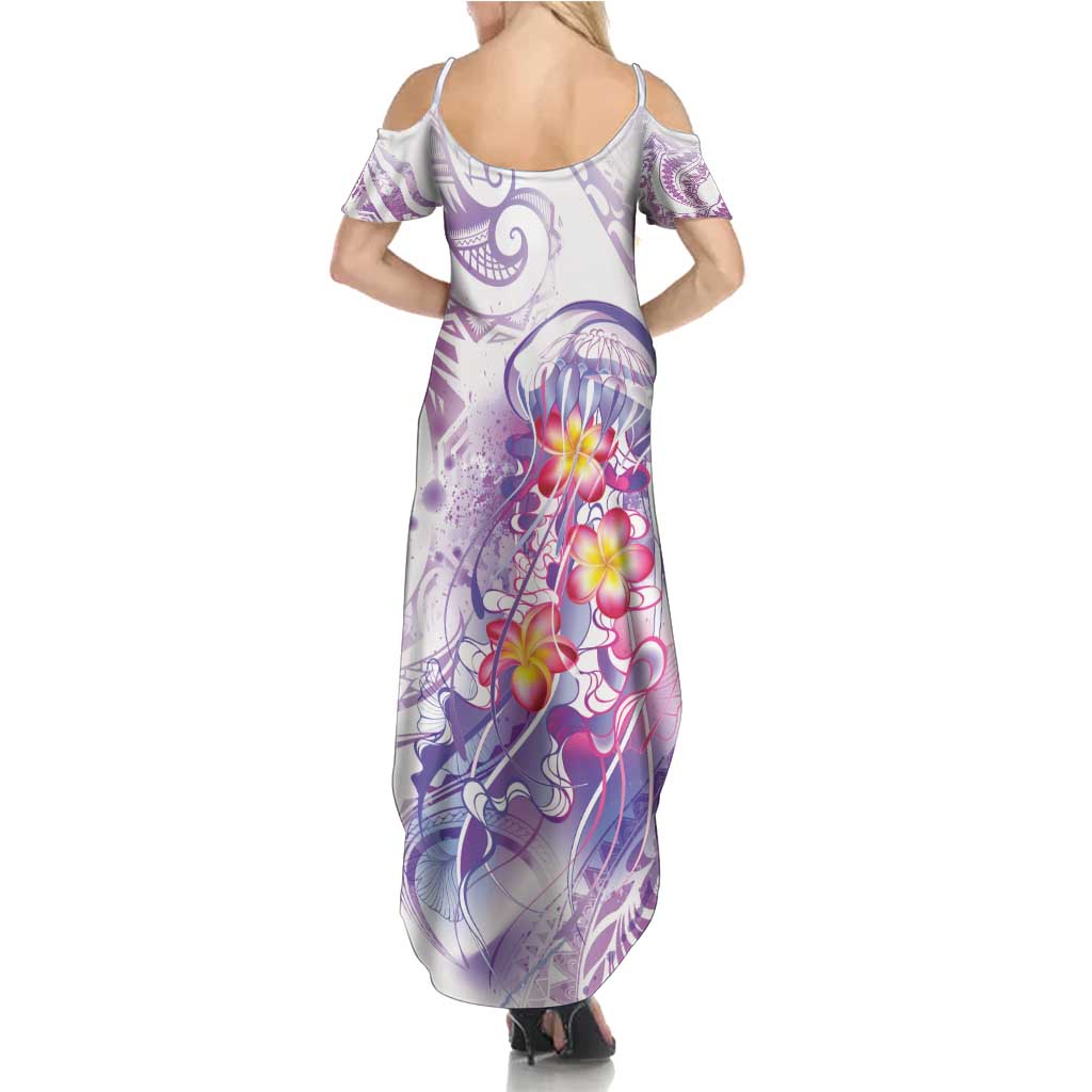 Lavender Polynesian Jellyfish Family Matching Summer Maxi Dress and Hawaiian Shirt Watercolor Glows - Polynesian Pride