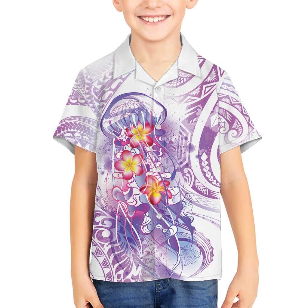 Lavender Polynesian Jellyfish Family Matching Summer Maxi Dress and Hawaiian Shirt Watercolor Glows - Polynesian Pride