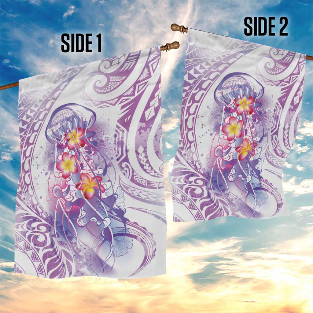 Lavender Polynesian Jellyfish Garden Flag Watercolor Glows - Polynesian Pride