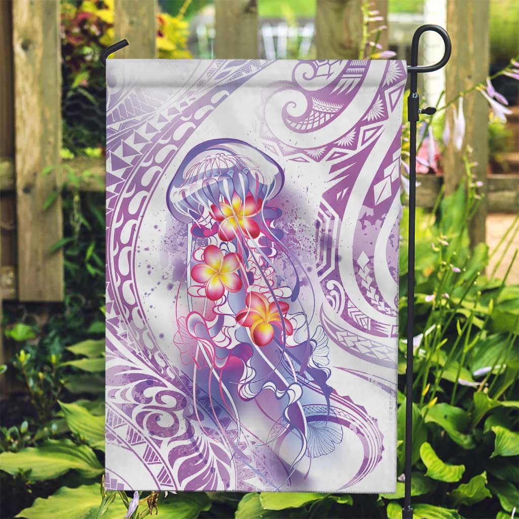 Lavender Polynesian Jellyfish Garden Flag Watercolor Glows - Polynesian Pride