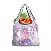 Lavender Polynesian Jellyfish Grocery Bag Watercolor Glows - Polynesian Pride