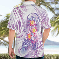 Lavender Polynesian Jellyfish Hawaiian Shirt Watercolor Glows - Polynesian Pride