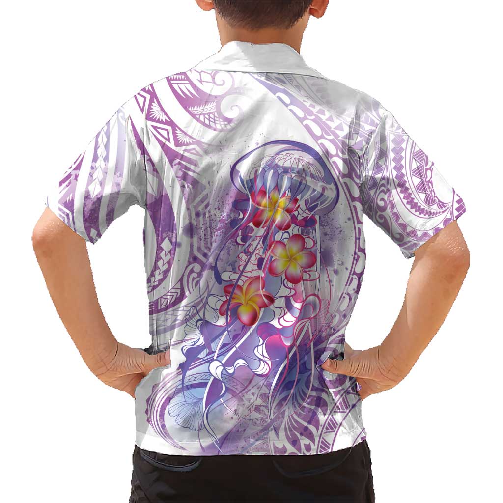 Lavender Polynesian Jellyfish Hawaiian Shirt Watercolor Glows - Polynesian Pride