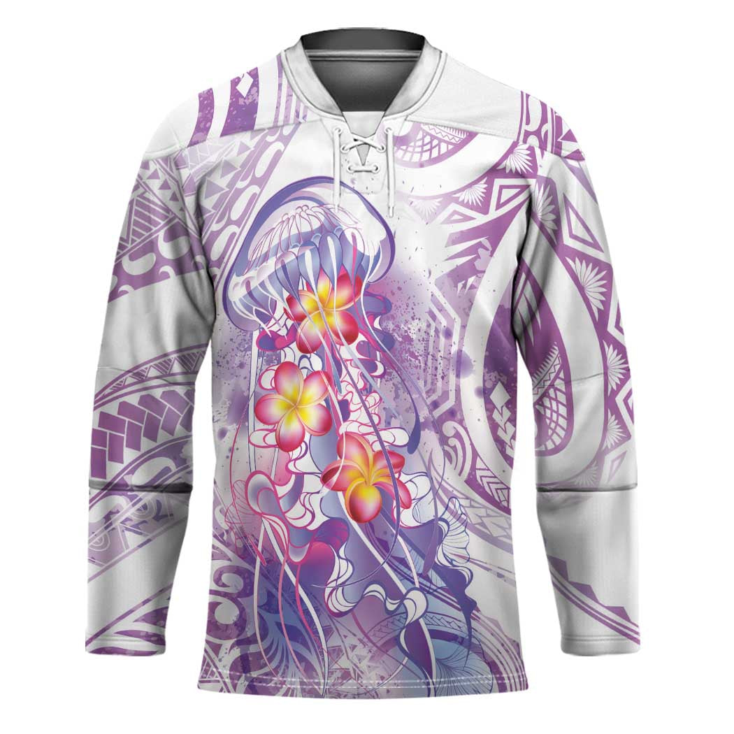 Lavender Polynesian Jellyfish Hockey Jersey Watercolor Glows LT7 Unisex Lavender - Polynesian Pride