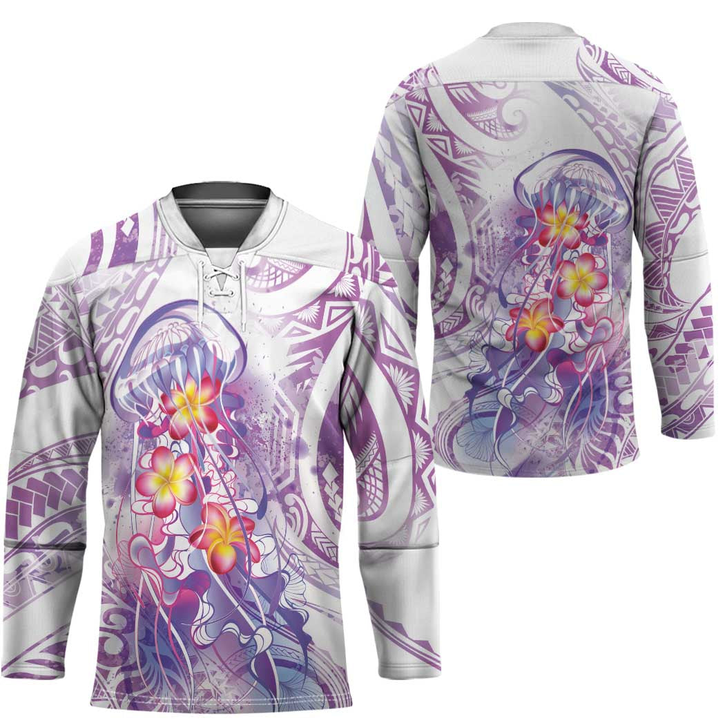 Lavender Polynesian Jellyfish Hockey Jersey Watercolor Glows LT7 - Polynesian Pride