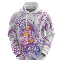 Lavender Polynesian Jellyfish Hoodie Watercolor Glows - Polynesian Pride