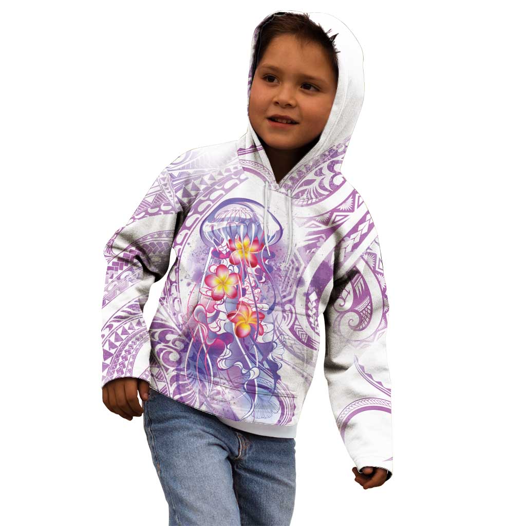 Lavender Polynesian Jellyfish Kid Hoodie Watercolor Glows - Polynesian Pride