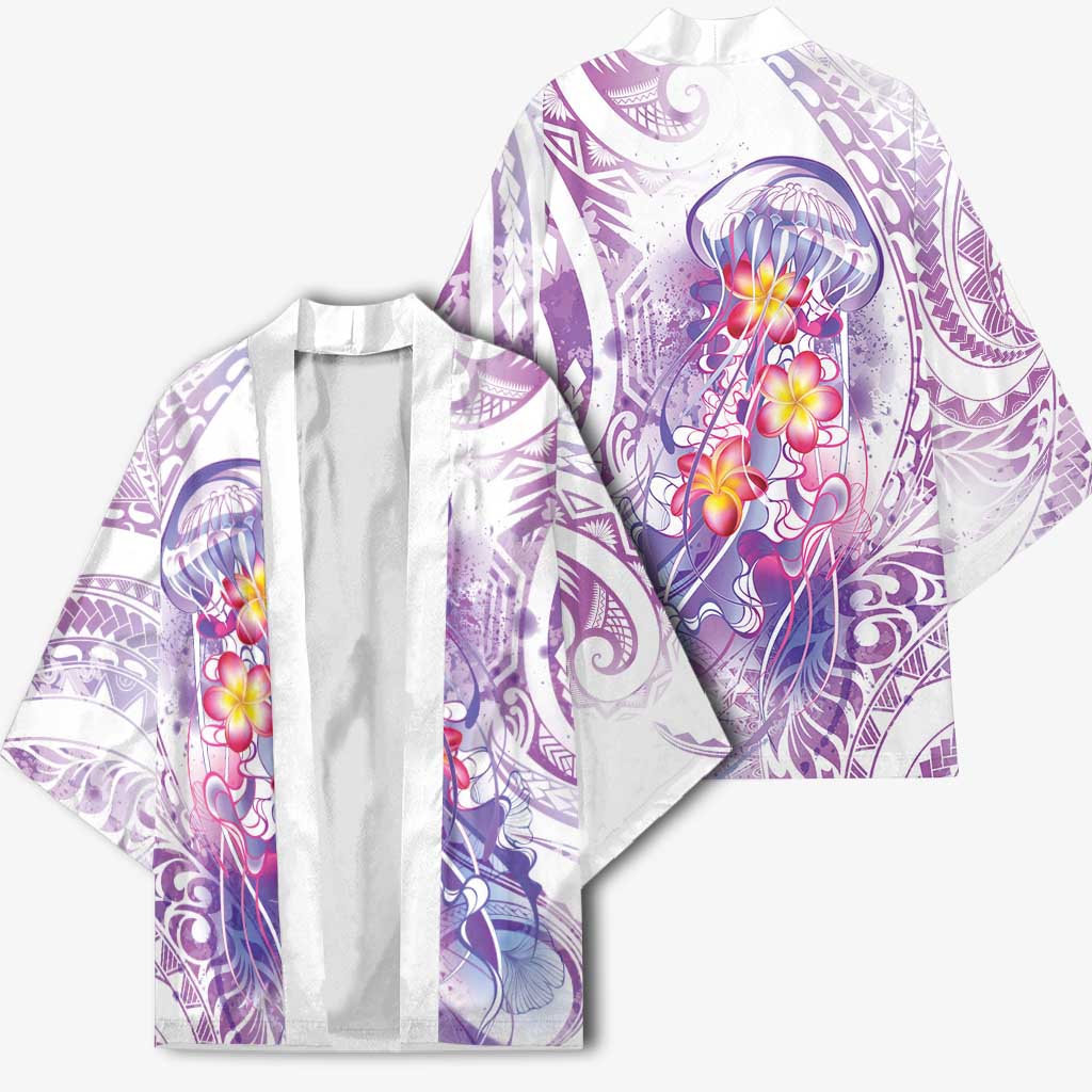 Lavender Polynesian Jellyfish Kimono Watercolor Glows LT7 - Polynesian Pride