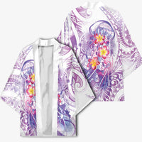 Lavender Polynesian Jellyfish Kimono Watercolor Glows LT7 - Polynesian Pride