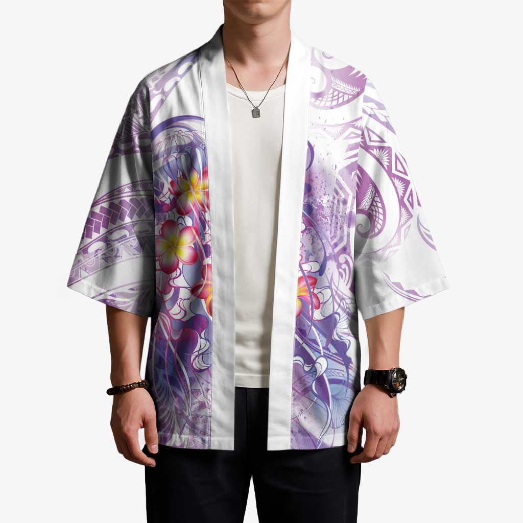 Lavender Polynesian Jellyfish Kimono Watercolor Glows LT7 - Polynesian Pride