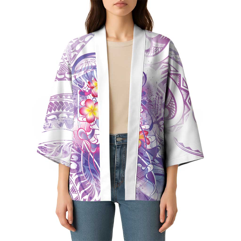 Lavender Polynesian Jellyfish Kimono Watercolor Glows LT7 - Polynesian Pride