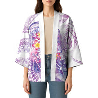 Lavender Polynesian Jellyfish Kimono Watercolor Glows LT7 - Polynesian Pride