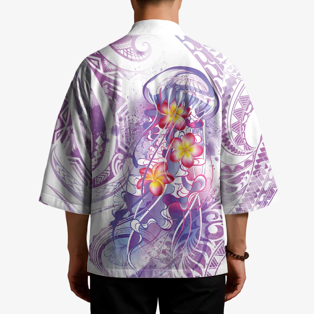 Lavender Polynesian Jellyfish Kimono Watercolor Glows LT7 - Polynesian Pride