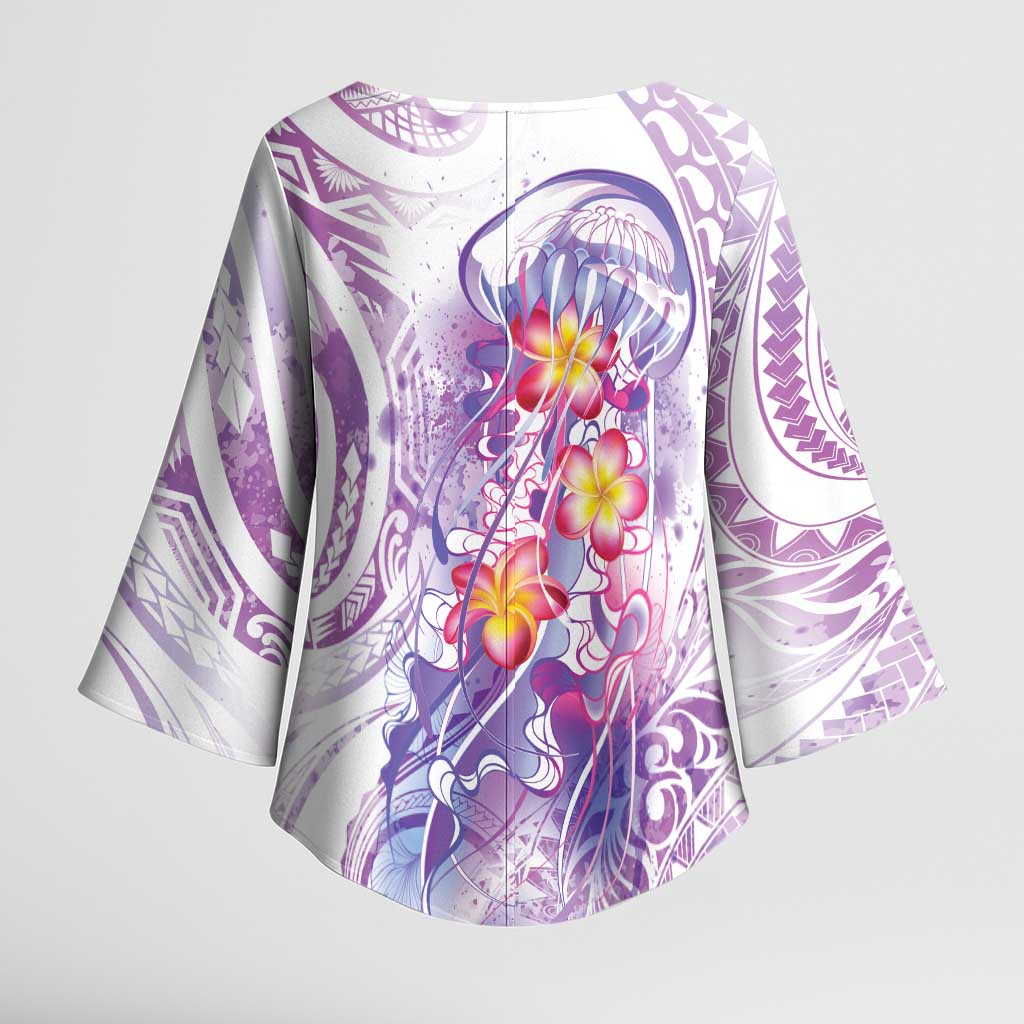 Lavender Polynesian Jellyfish Kimono Sleeve Blouse Watercolor Glows LT7 - Polynesian Pride