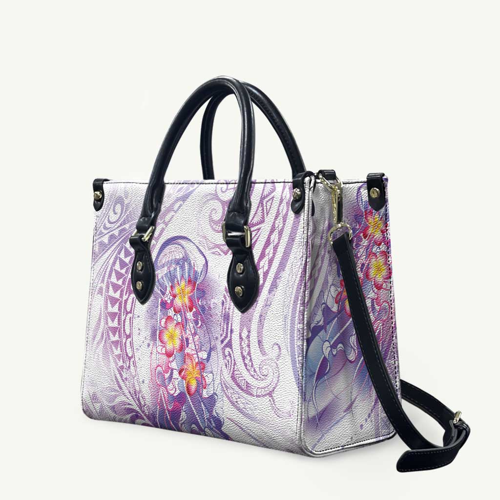 Lavender Polynesian Jellyfish Leather Bag Watercolor Glows - Polynesian Pride