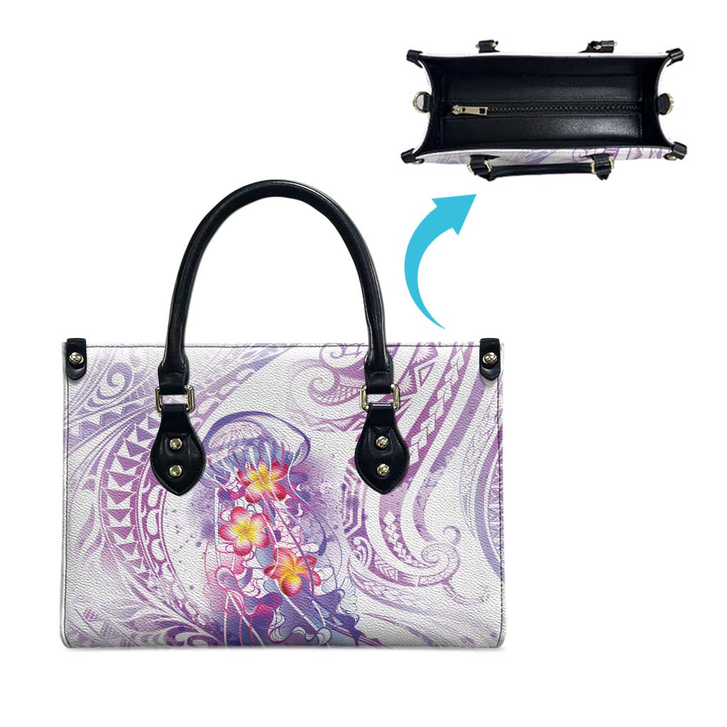 Lavender Polynesian Jellyfish Leather Bag Watercolor Glows - Polynesian Pride