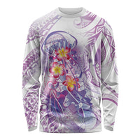 Lavender Polynesian Jellyfish Long Sleeve Shirt Watercolor Glows LT7 Unisex Lavender - Polynesian Pride