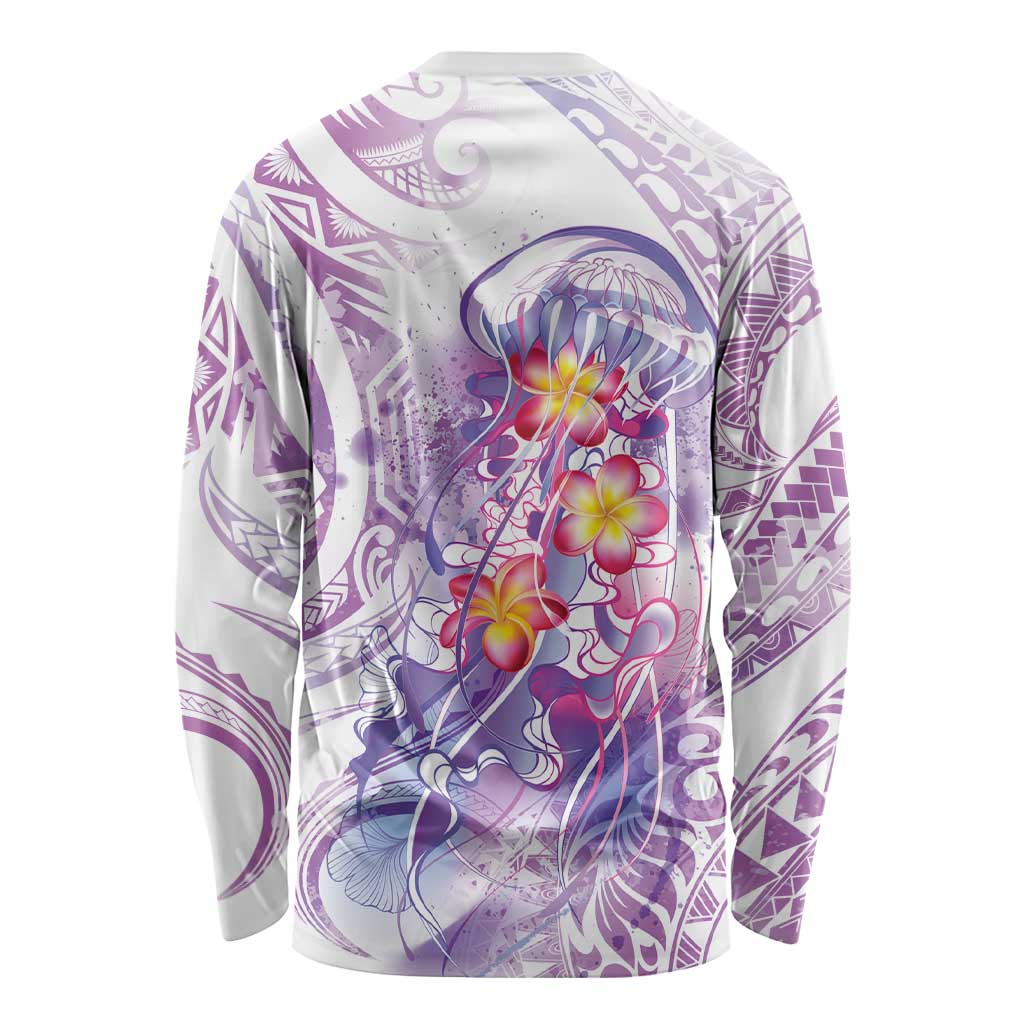 Lavender Polynesian Jellyfish Long Sleeve Shirt Watercolor Glows LT7 - Polynesian Pride