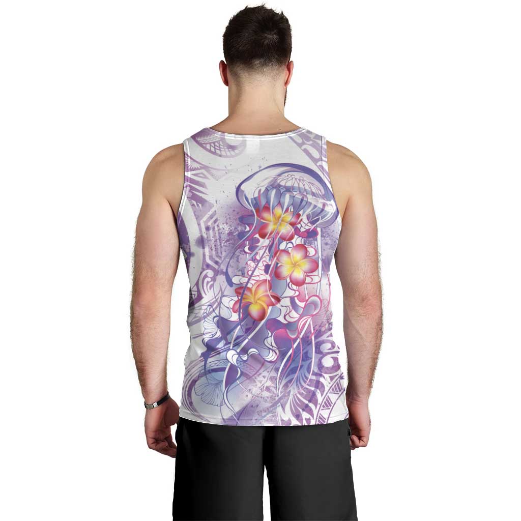 Lavender Polynesian Jellyfish Men Tank Top Watercolor Glows LT7 - Polynesian Pride