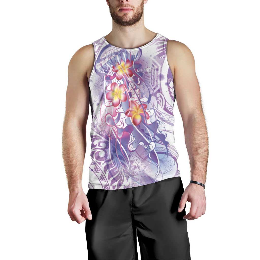 Lavender Polynesian Jellyfish Men Tank Top Watercolor Glows LT7 - Polynesian Pride