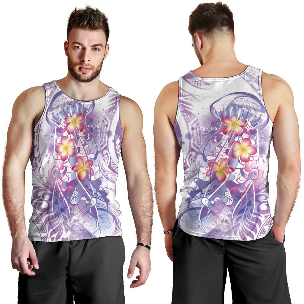 Lavender Polynesian Jellyfish Men Tank Top Watercolor Glows LT7 - Polynesian Pride