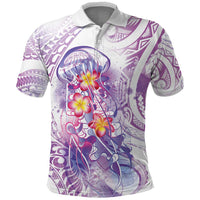 Lavender Polynesian Jellyfish Polo Shirt Watercolor Glows - Polynesian Pride
