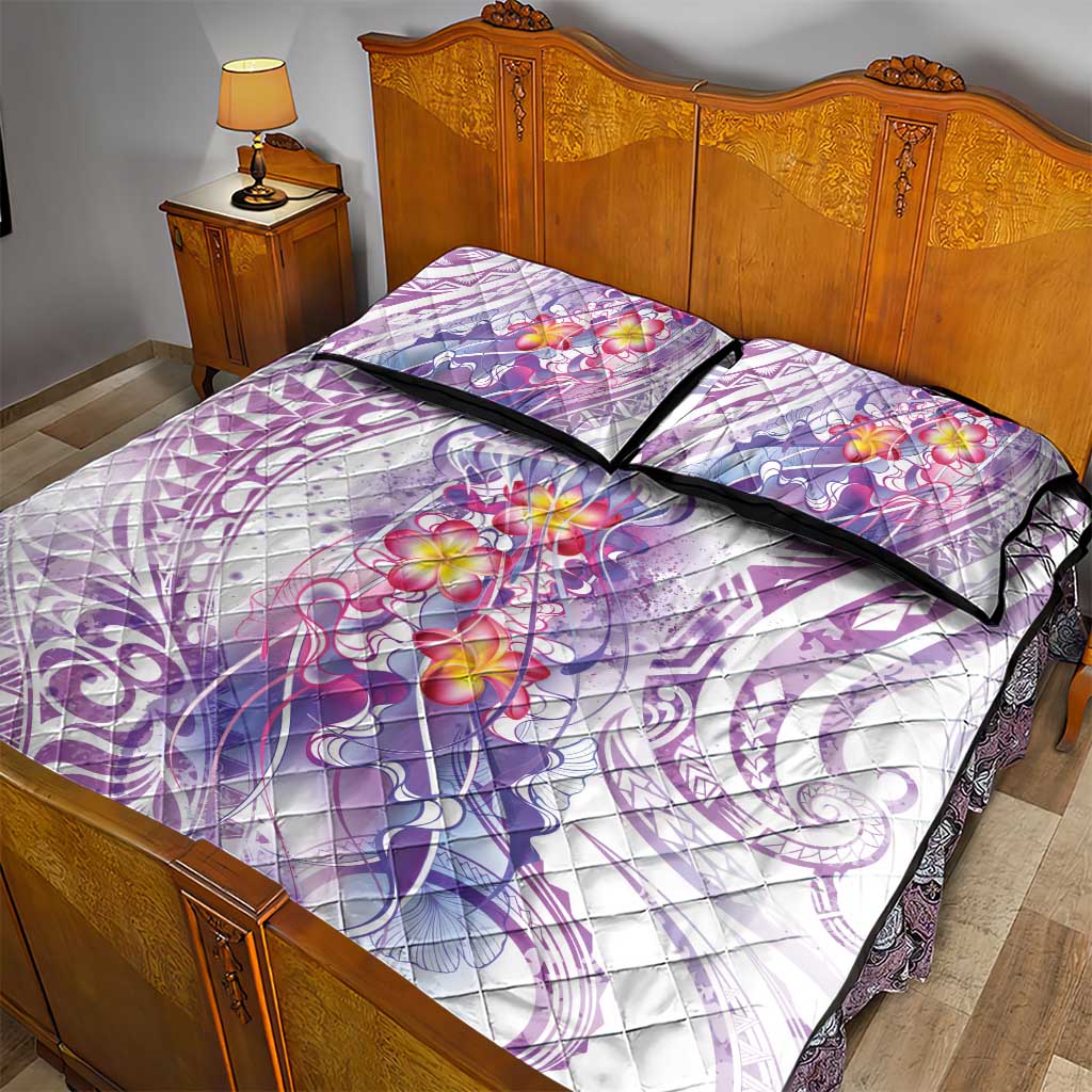 Lavender Polynesian Jellyfish Quilt Bed Set Watercolor Glows - Polynesian Pride