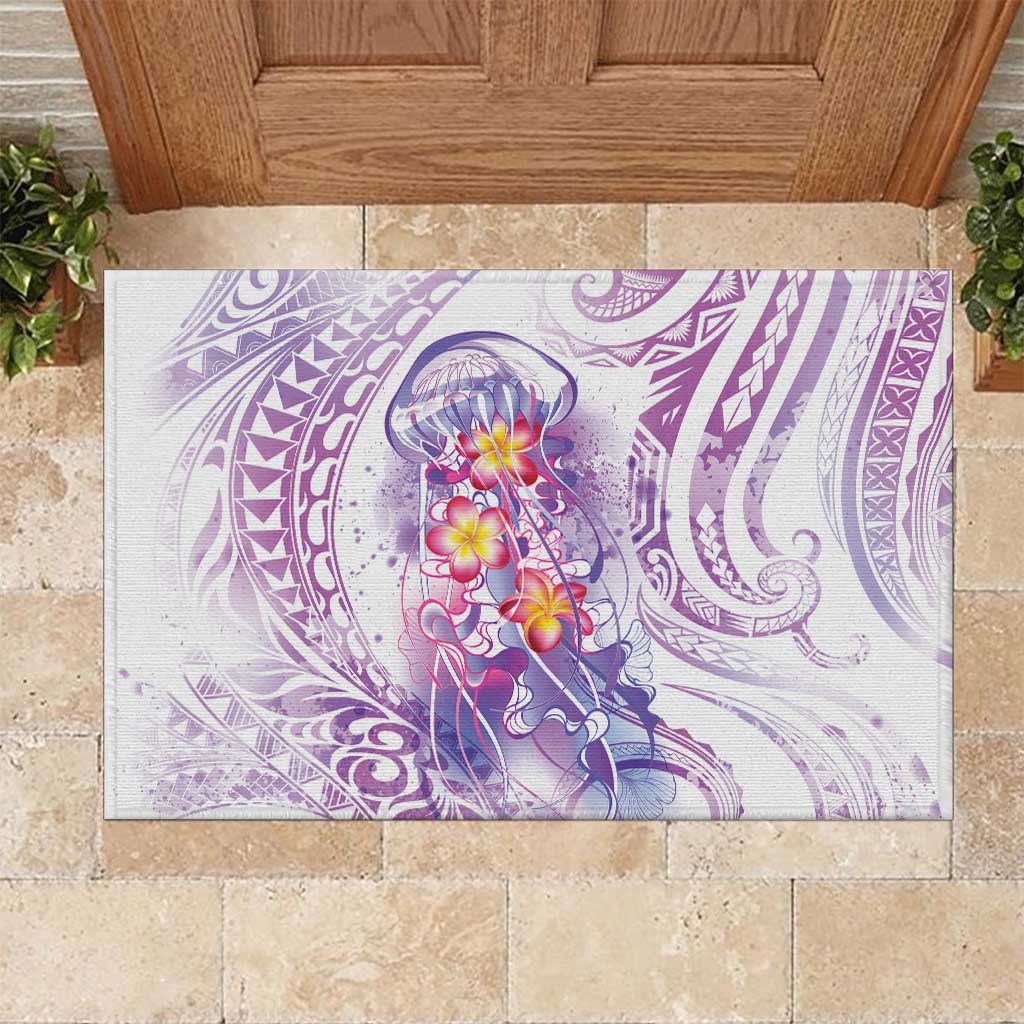 Lavender Polynesian Jellyfish Rubber Doormat Watercolor Glows LT7 Lavender - Polynesian Pride
