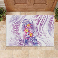 Lavender Polynesian Jellyfish Rubber Doormat Watercolor Glows LT7 Lavender - Polynesian Pride