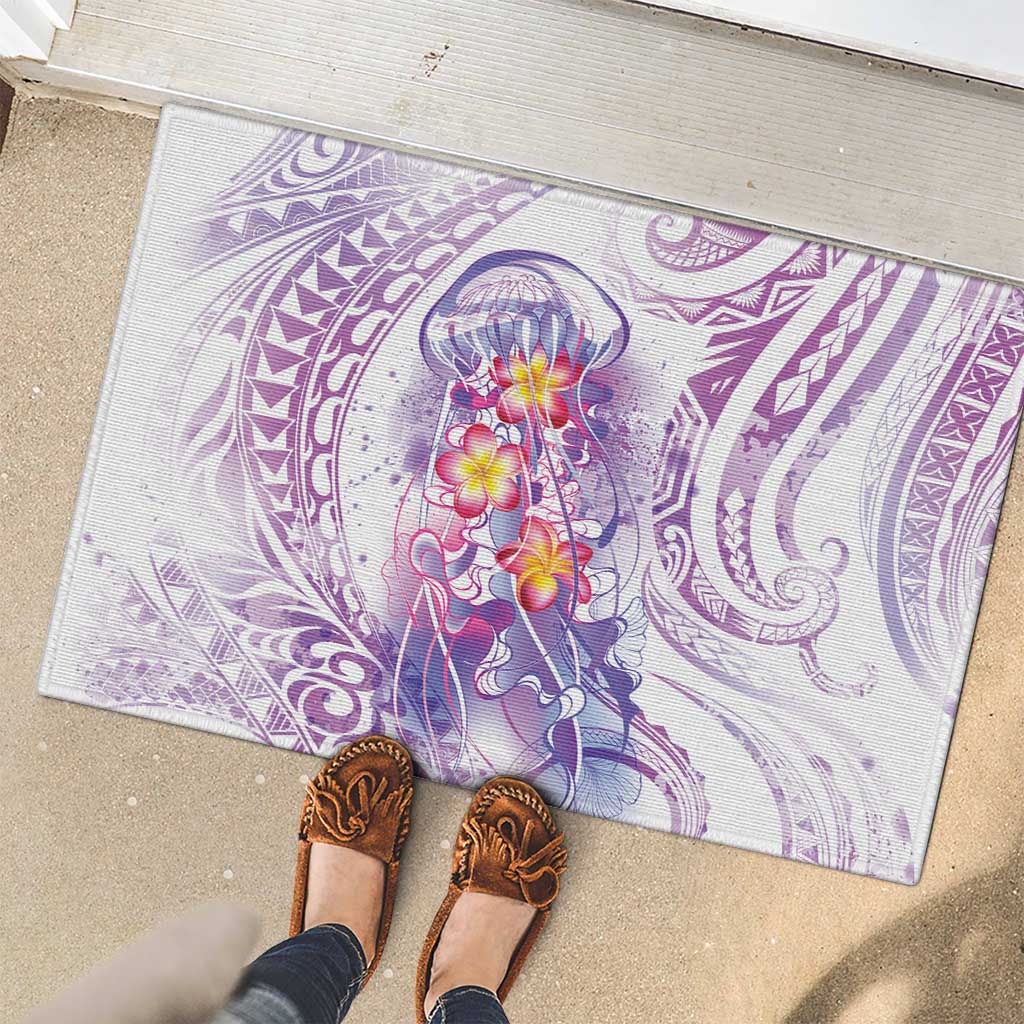 Lavender Polynesian Jellyfish Rubber Doormat Watercolor Glows LT7 - Polynesian Pride