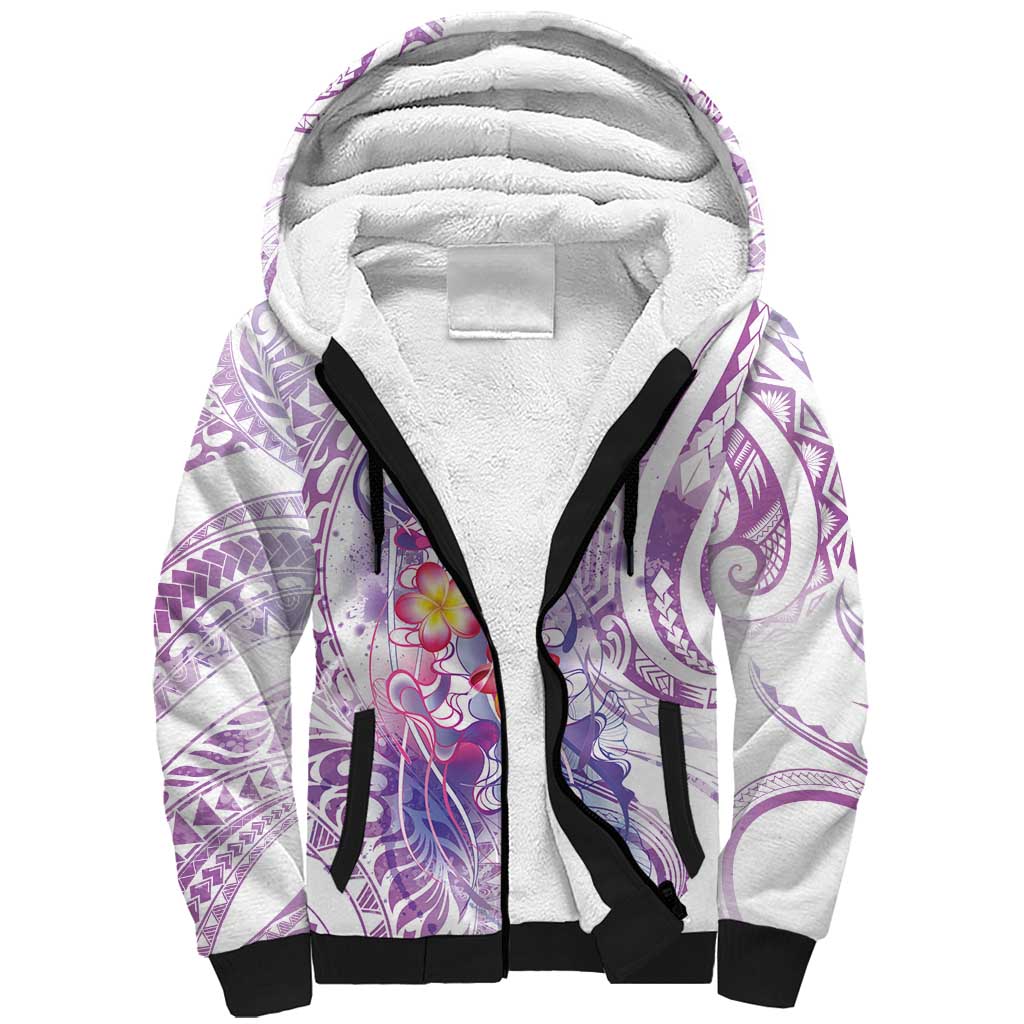 Lavender Polynesian Jellyfish Sherpa Hoodie Watercolor Glows LT7 Unisex Lavender - Polynesian Pride