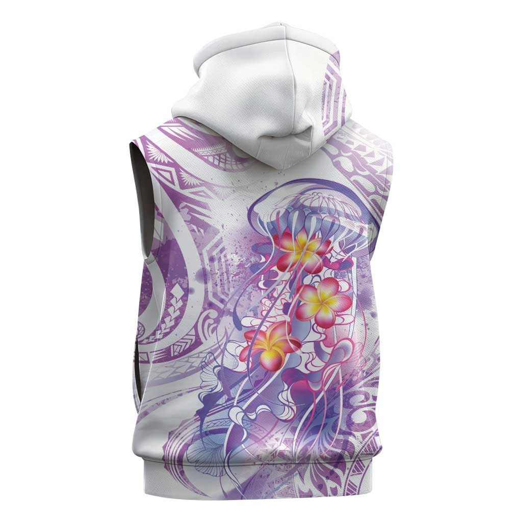 Lavender Polynesian Jellyfish Sleeveless Hoodie Watercolor Glows LT7 - Polynesian Pride