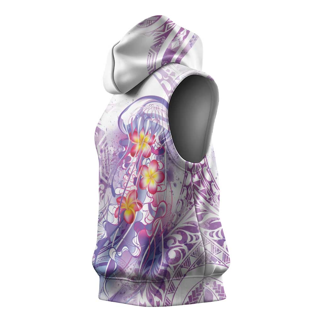 Lavender Polynesian Jellyfish Sleeveless Hoodie Watercolor Glows LT7 - Polynesian Pride