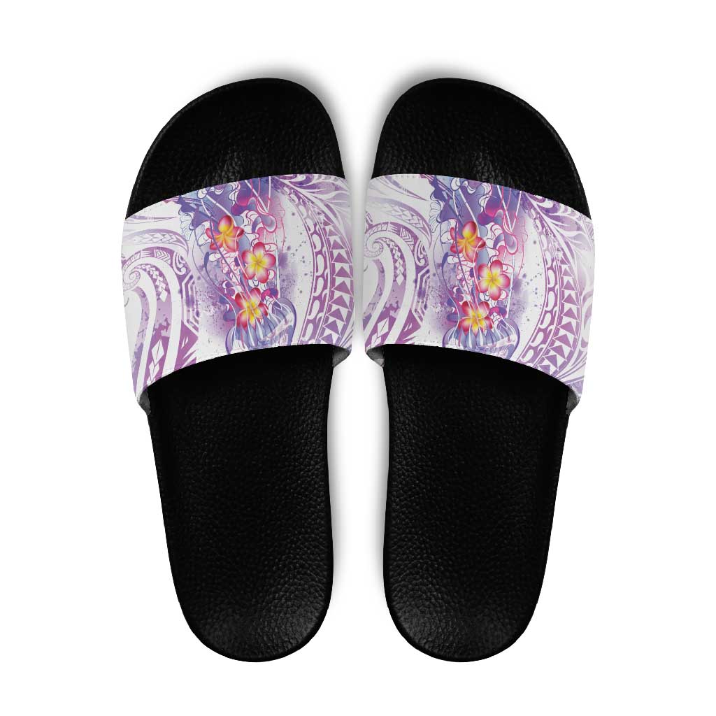 Lavender Polynesian Jellyfish Slide Sandals Watercolor Glows - Polynesian Pride