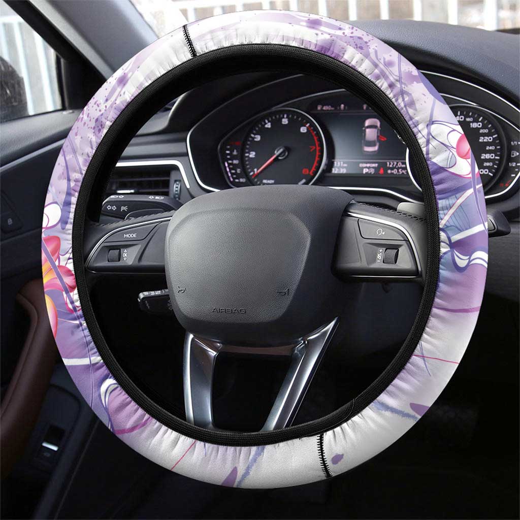 Lavender Polynesian Jellyfish Steering Wheel Cover Watercolor Glows LT7 - Polynesian Pride