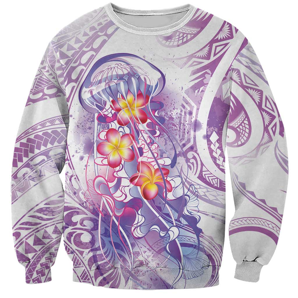 Lavender Polynesian Jellyfish Sweatshirt Watercolor Glows LT7 Unisex Lavender - Polynesian Pride